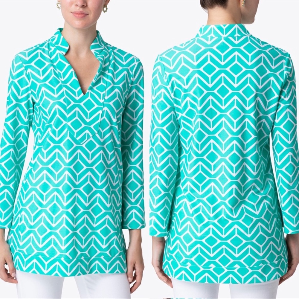 Jude Connally Ruthie Long Sleeve Split Neck Floral Paisley Tunic Top Small - Picture 3 of 11